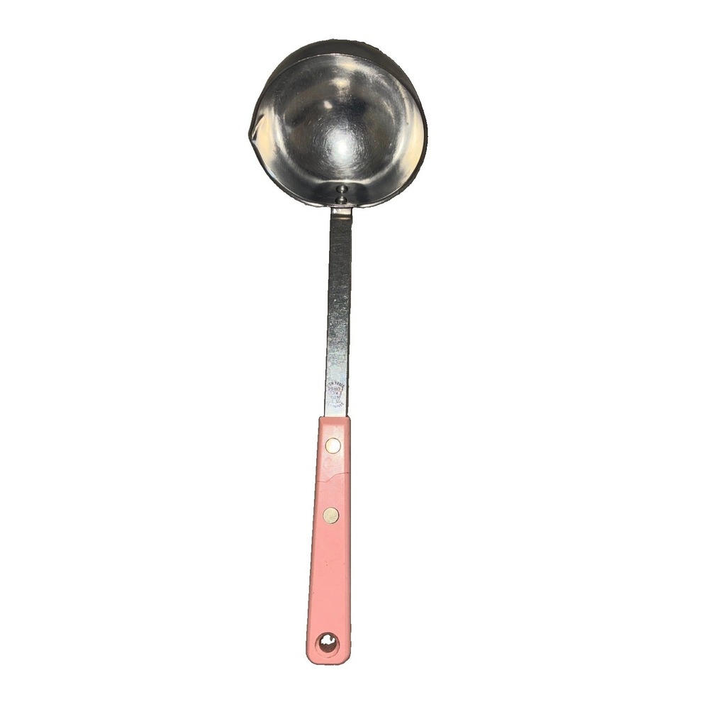 Ekco Forge Stainless Steel Pink Handle Ladle Made in USA *flaw